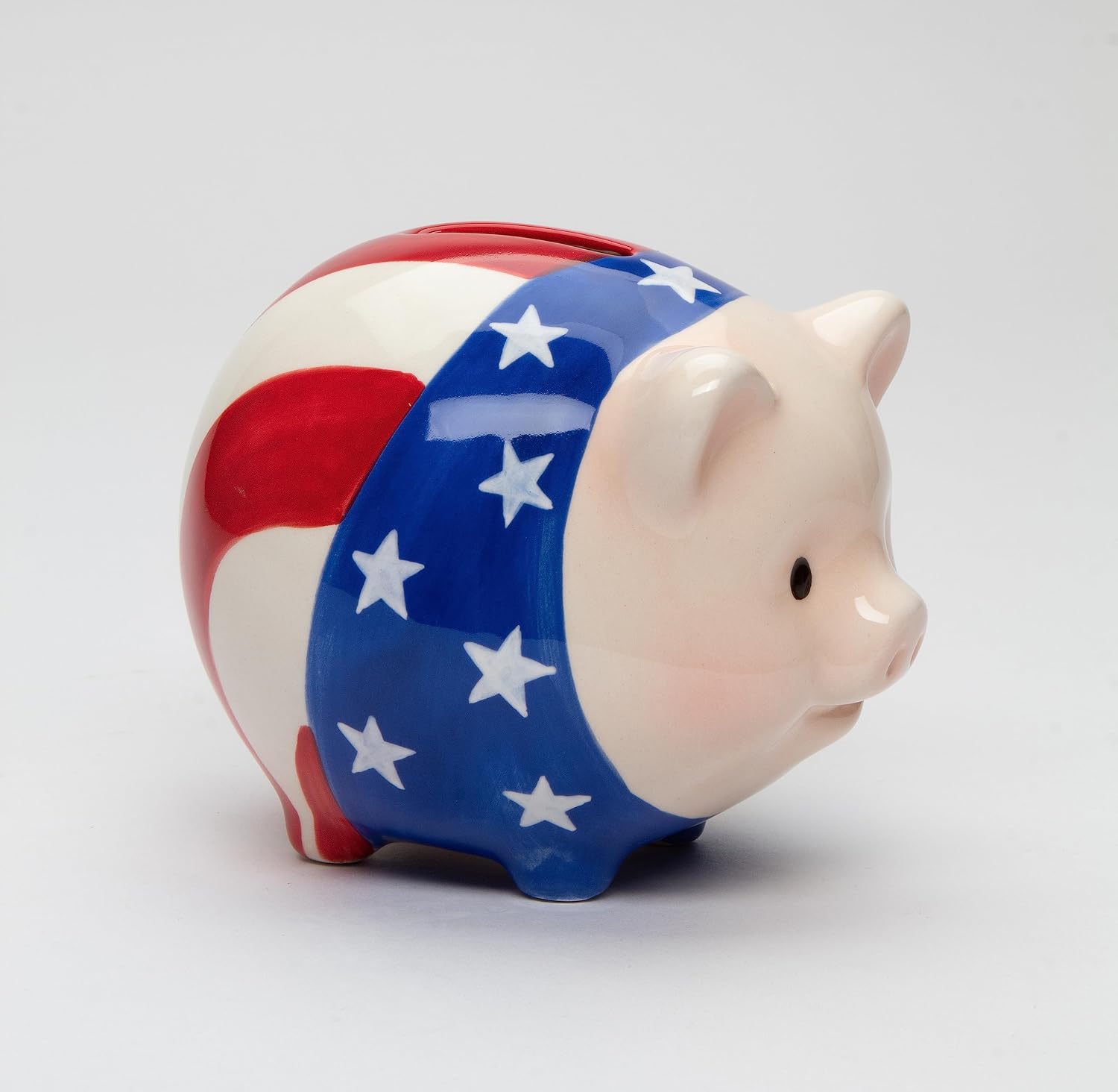 Cosmos Gifts Fine Ceramic Patriotic American Flag Pig Piggy Bank 4-7/8" L