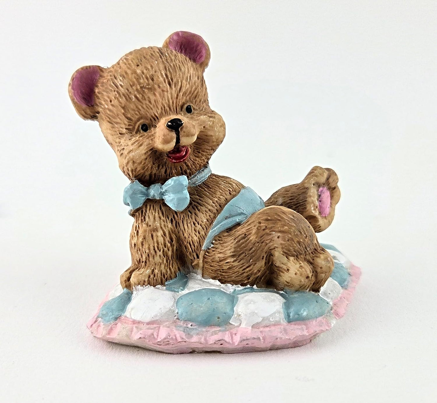 Party Favors Plus Blue White Polyresin Teddy Bear Figurine 2 Inch Set of 2
