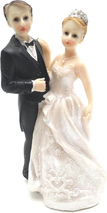Party Favors Plus Bride Tiara Groom Black Tie Cake Top 4.75 Inch