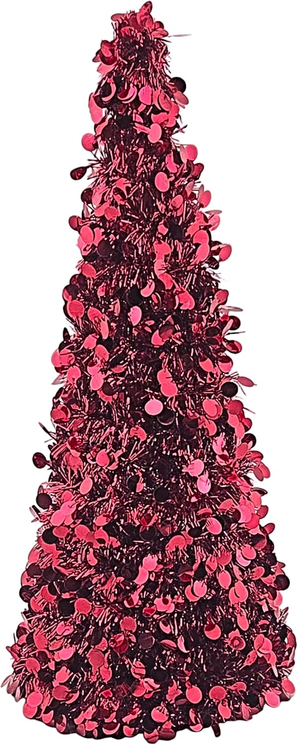 Red Tinsel Christmas Tree Table Centerpiece, 1 Piece
