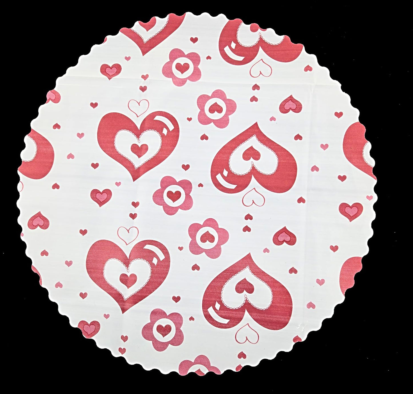 Party Favors Plus White Red Plastic Heart Placemat 14 Inch Round Set of 24