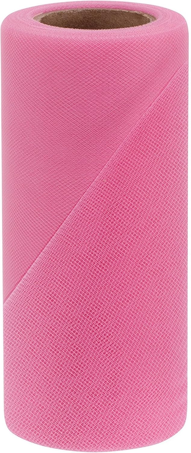 Party Favors Plus Paris Pink Stretchy Elastic Tulle Fabric Roll 6in X 50yd