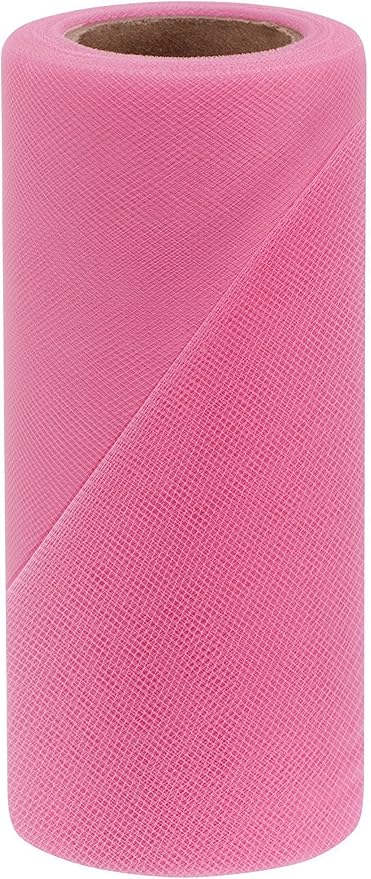 Party Favors Plus Paris Pink Stretchy Elastic Tulle Fabric Roll 6in X 50yd