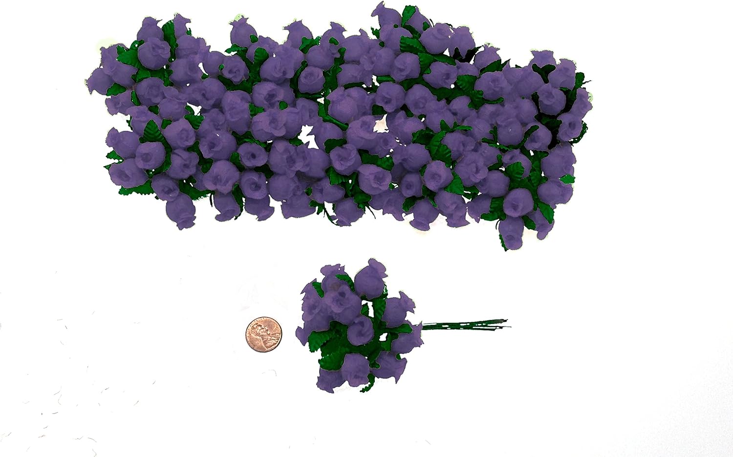 144 Miniature Poly Rose Silk Favor Flower Pick Wedding Shower - Purple