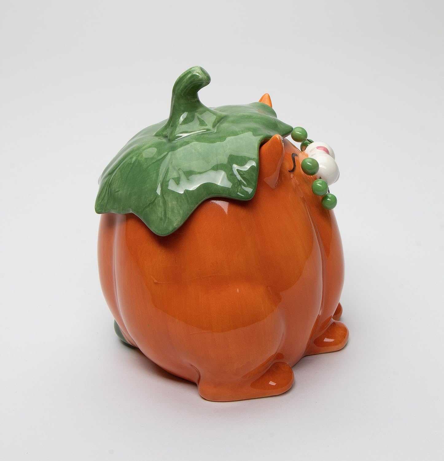 Cosmos Gifts Fine Ceramic Whisker Cat Pumpkin Design Candy Box 5-7/8" H