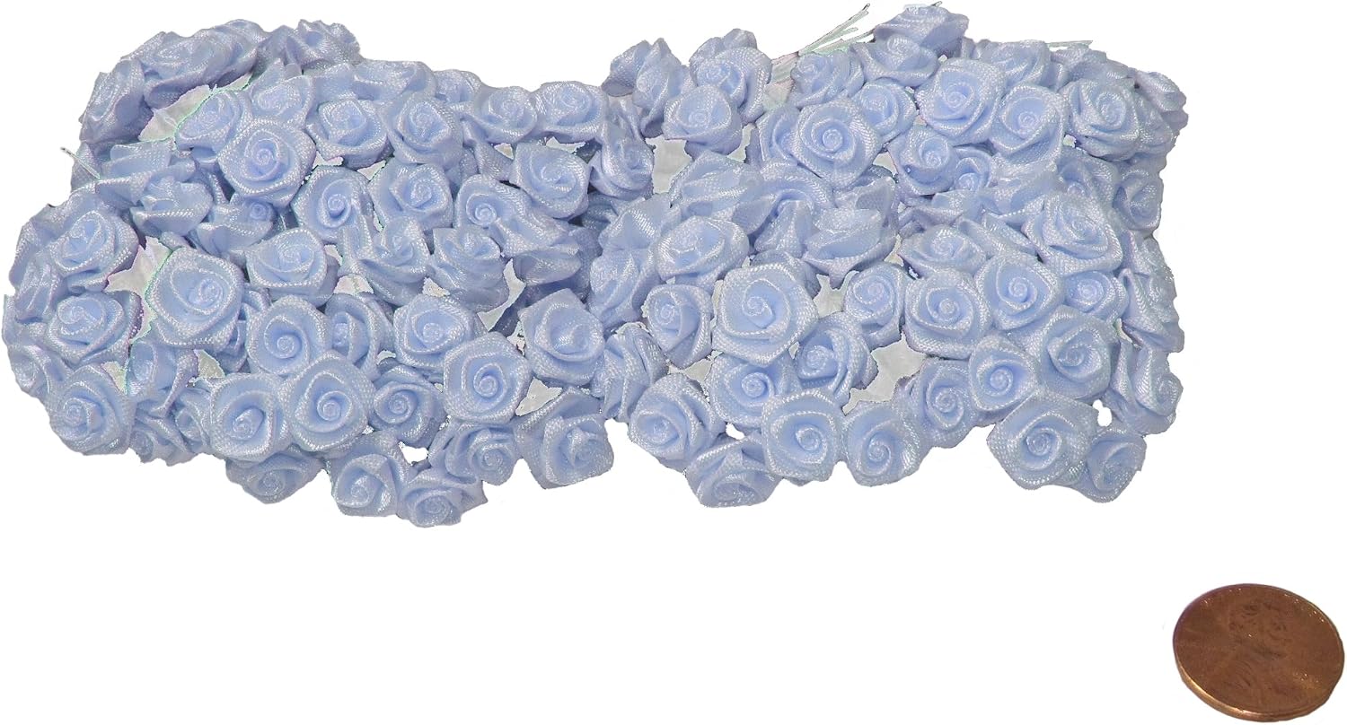 Party Favors Plus Light Blue Silk Mini Wrap Roses 144 Count
