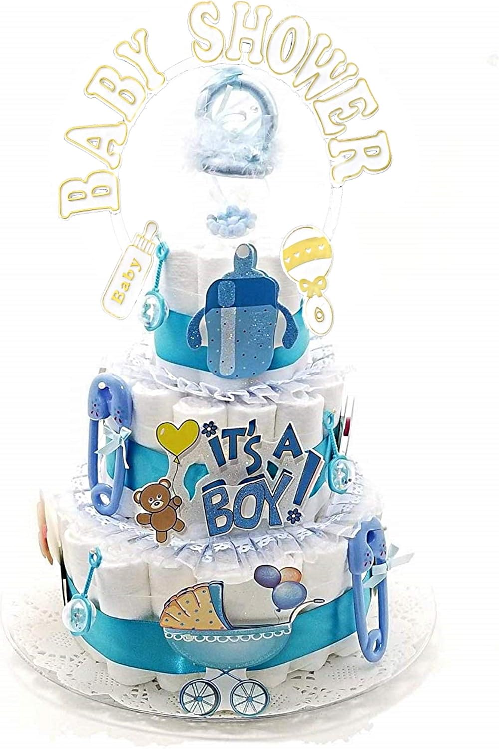 Party Favors Plus Blue Baby Shower Diaper Cake Kit 3 Tier