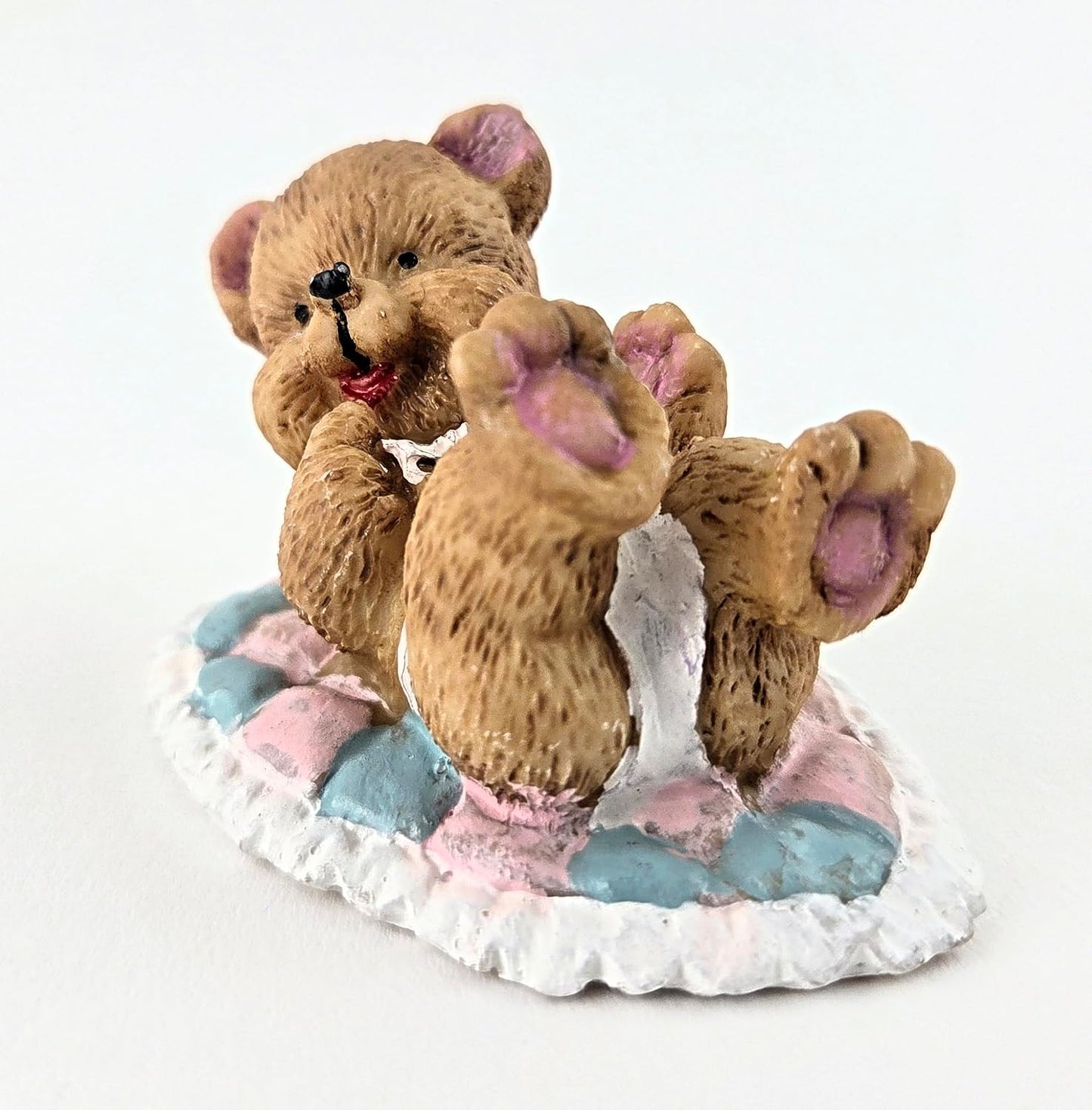 Party Favors Plus Blue White Polyresin Teddy Bear Figurine 2 Inch Set of 2
