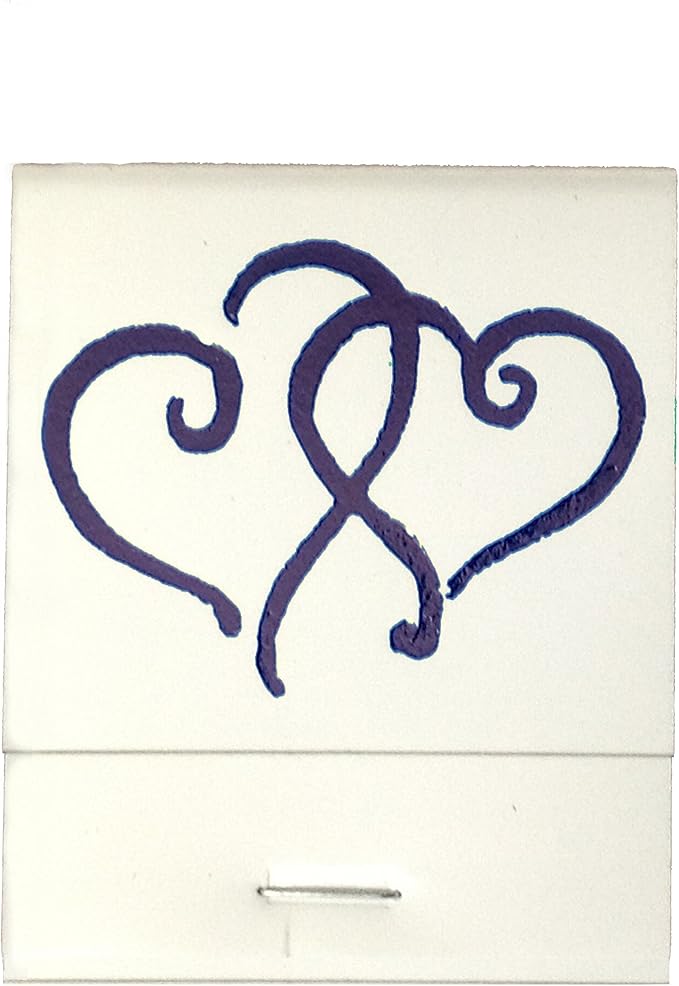 Party Favors Plus White Matchbooks Printed Hearts Purple 50 Count