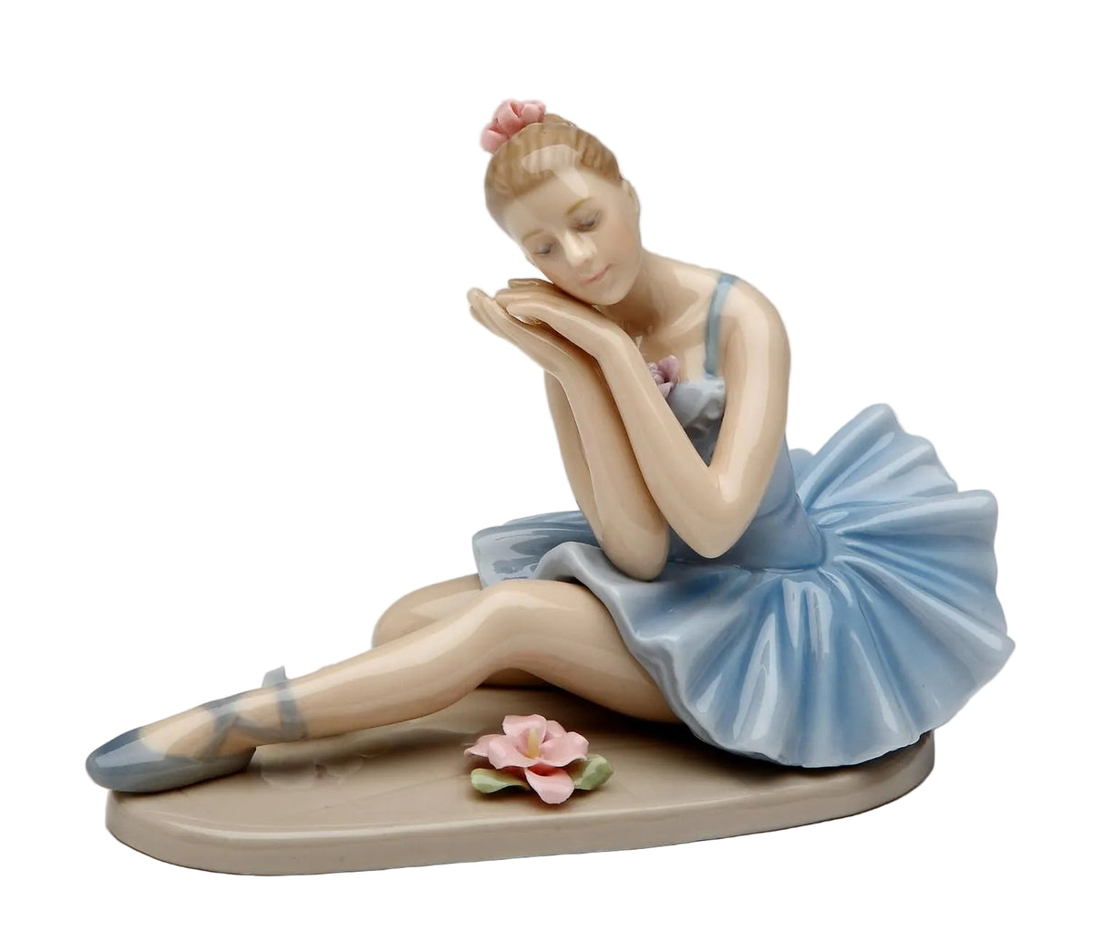 Cosmos Gifts Porcelain Ballet Dancer Girl Dreaming Ballerina in Blue Tutu Dress Figurine 4-5/8" L