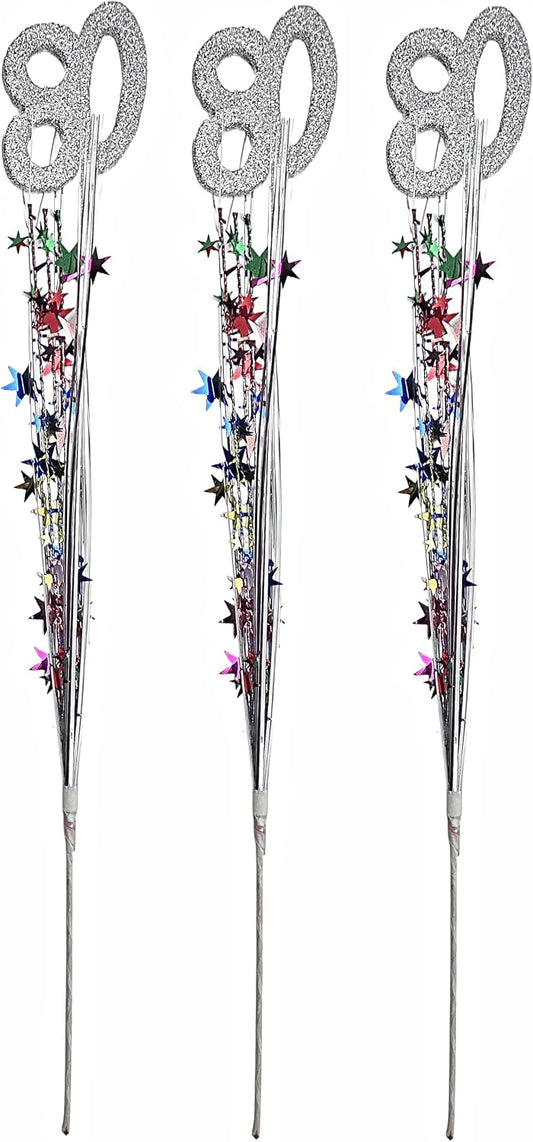 Multicolored Stars 80th Anniversary Spray Decorations, 3 Pieces
