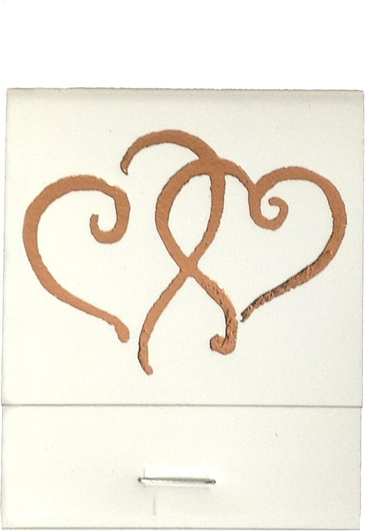 Party Favors Plus White Matchbooks Printed Hearts Metallic Copper 50 Count