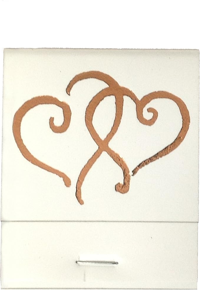 Party Favors Plus White Matchbooks Printed Hearts Metallic Copper 50 Count