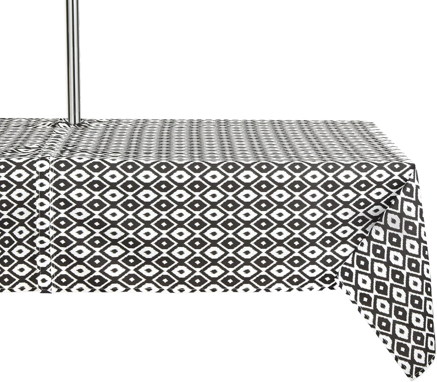 Party Favors Plus Black Ikat Rectangular Tablecloth with Zipper 60 x 120 In