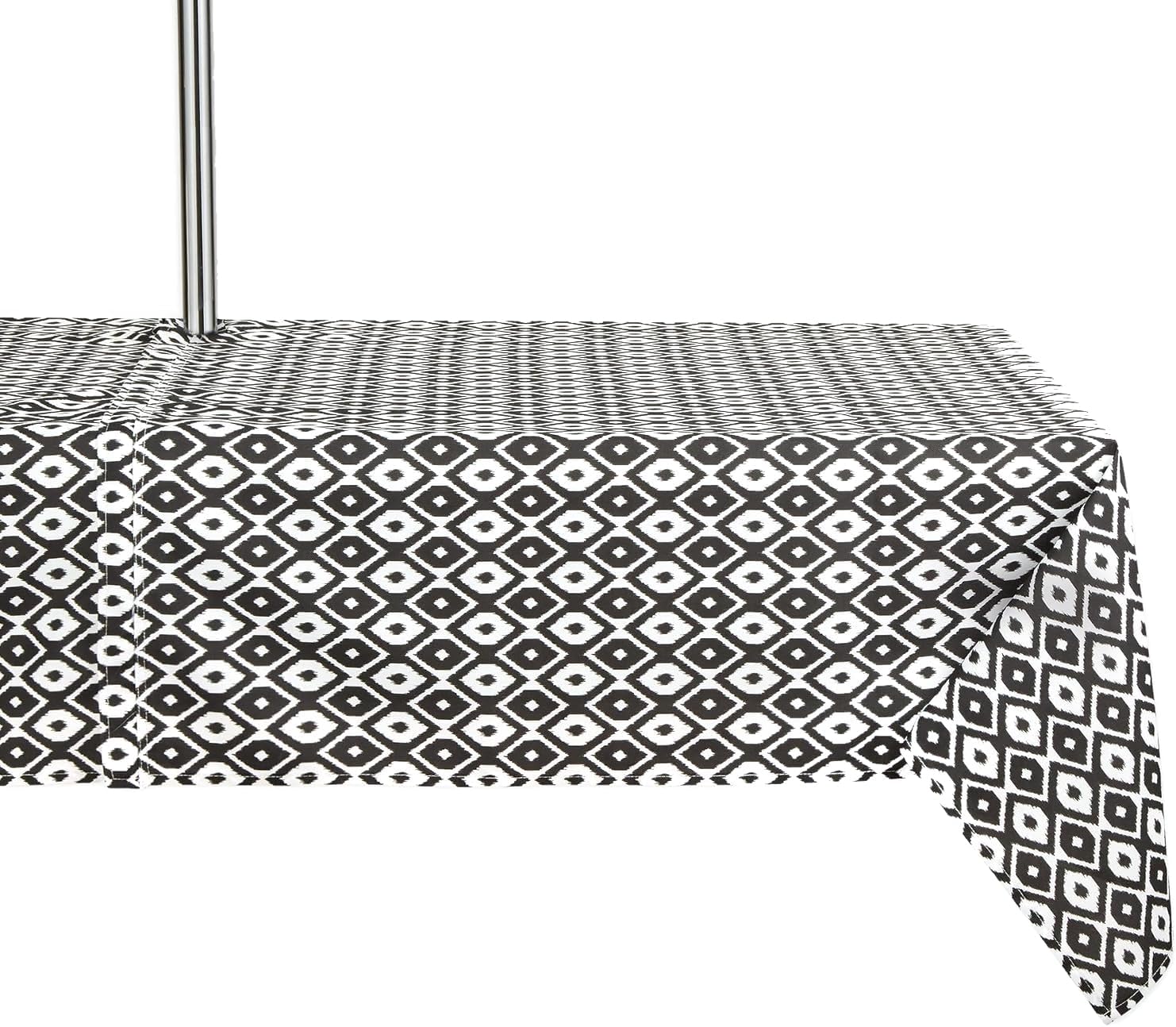 Party Favors Plus Black Ikat Rectangular Tablecloth with Zipper 60 x 120 In