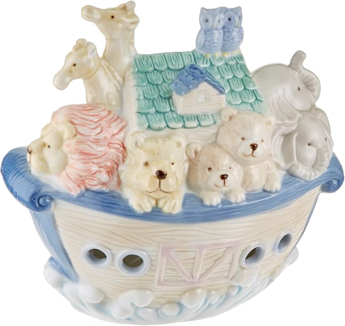 Cosmos Gifts Fine Ceramic Noah's Ark Night Light 6-1/4-Inch Multicolor