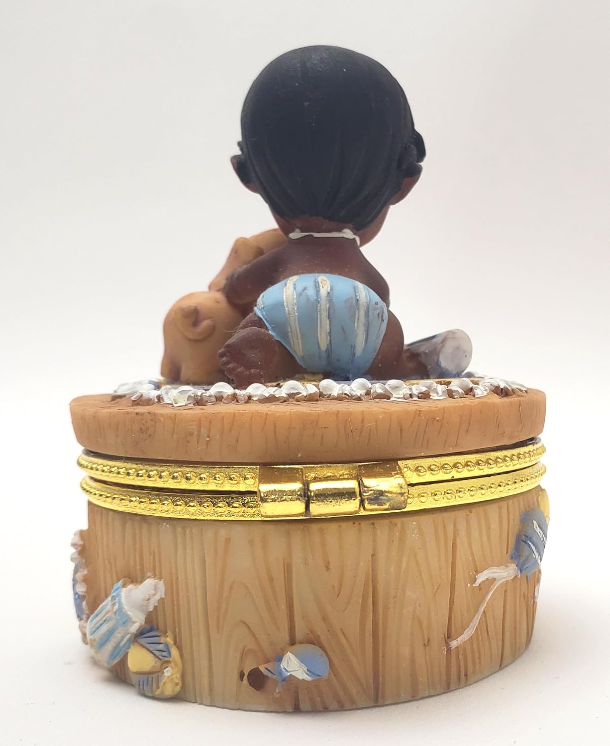 Party Favors Plus Black Polyresin Baby and Puppy Trinket Box 3 Inch