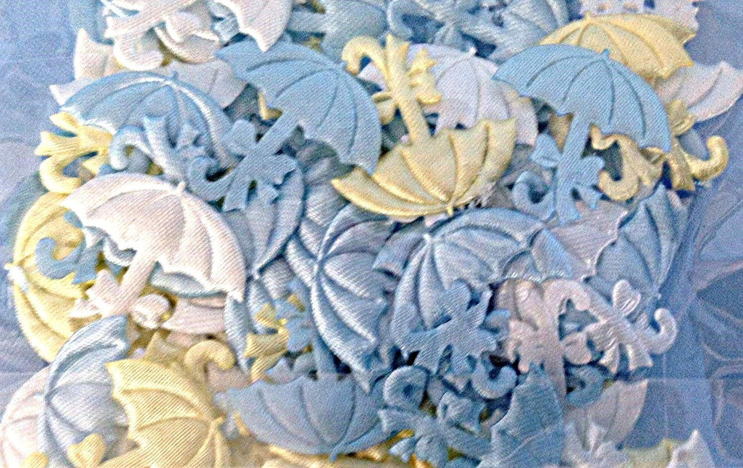 Party Favors Plus Blue White Yellow Baby Shower Umbrella Padded Appliques 100 Count