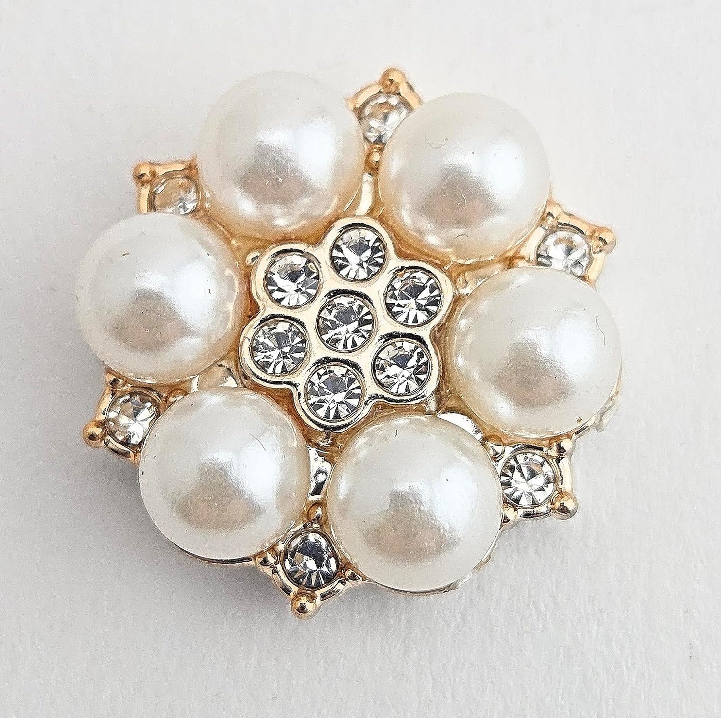Party Favors Plus Gold Tone Flower Brooch Pin with Faux Pearls and Rhinestones 1 In 25 Pack
