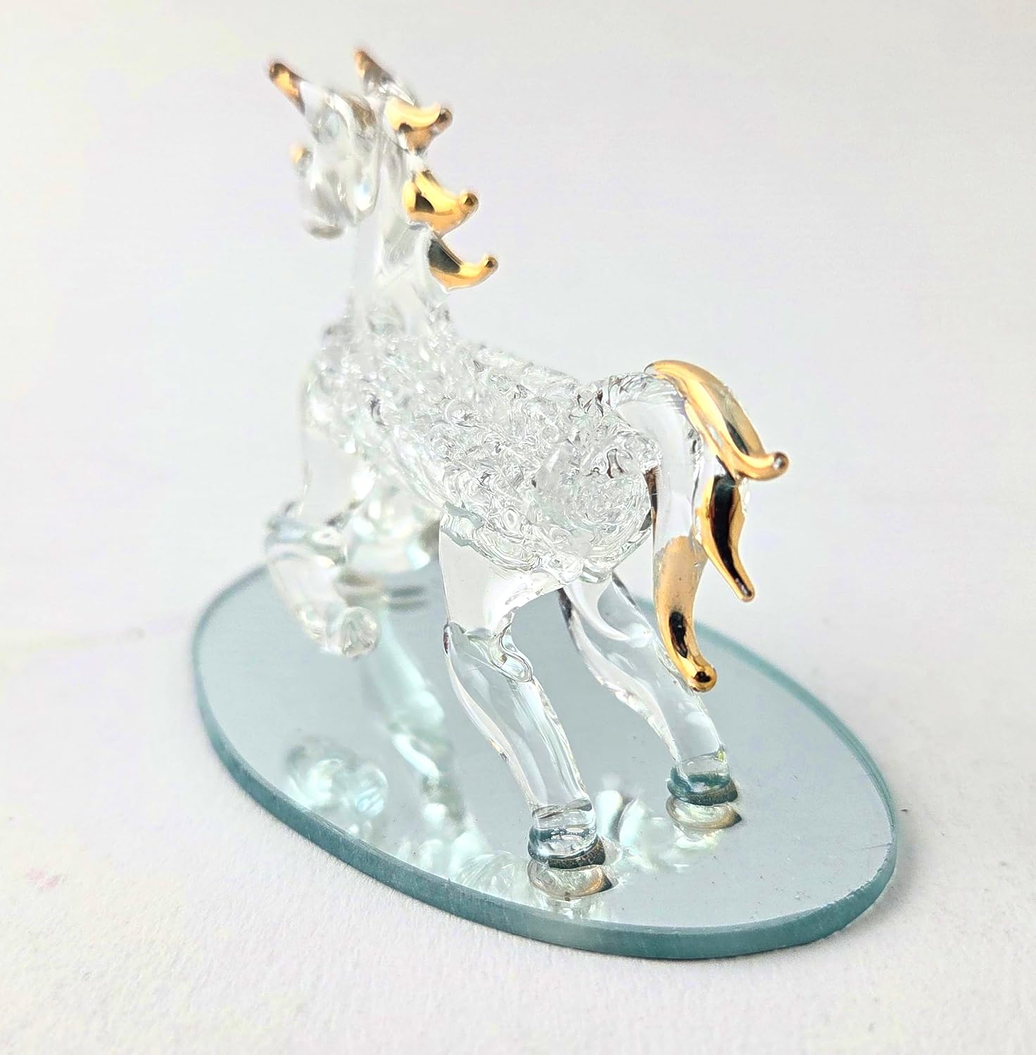 Party Favors Plus Gold Plated Glass Horse Figurine Clear 2.5 Inch