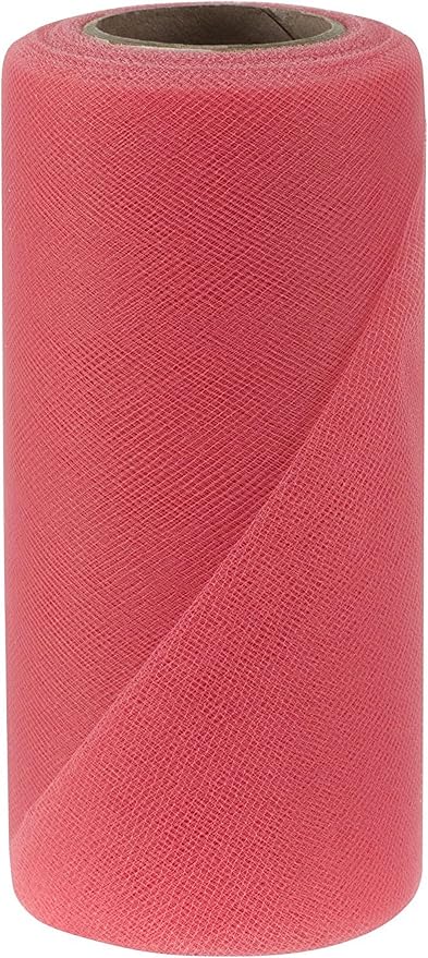 Party Favors Plus Coral Stretchy Elastic Tulle Fabric Roll 6in X 50yd