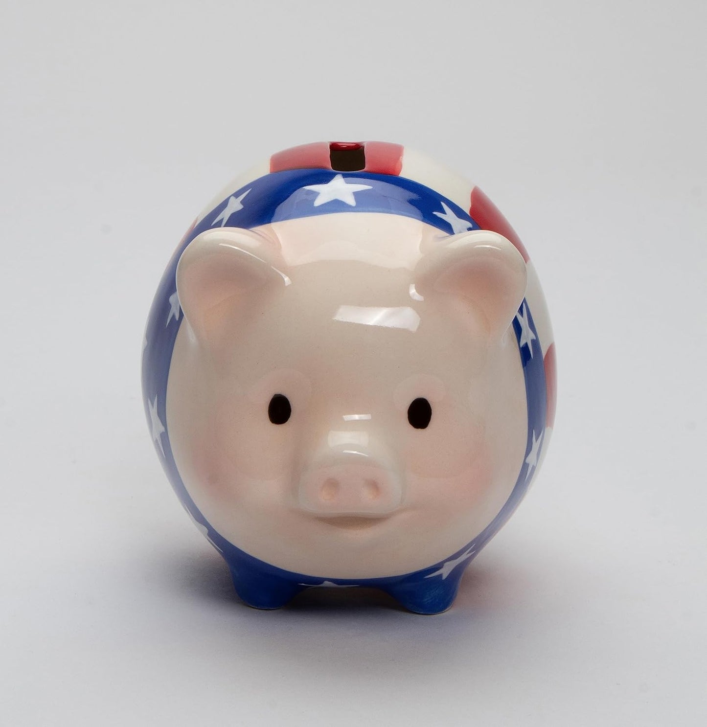 Cosmos Gifts Fine Ceramic Patriotic American Flag Pig Piggy Bank 4-7/8" L