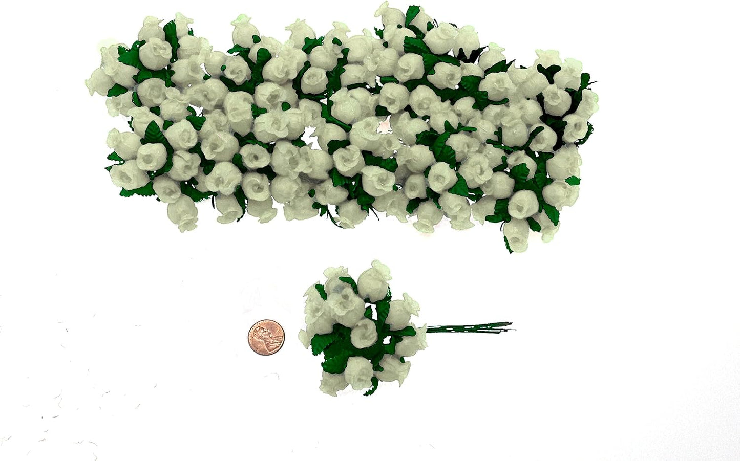 144 Miniature Poly Rose Silk Favor Flower Pick Wedding Shower - Ivory