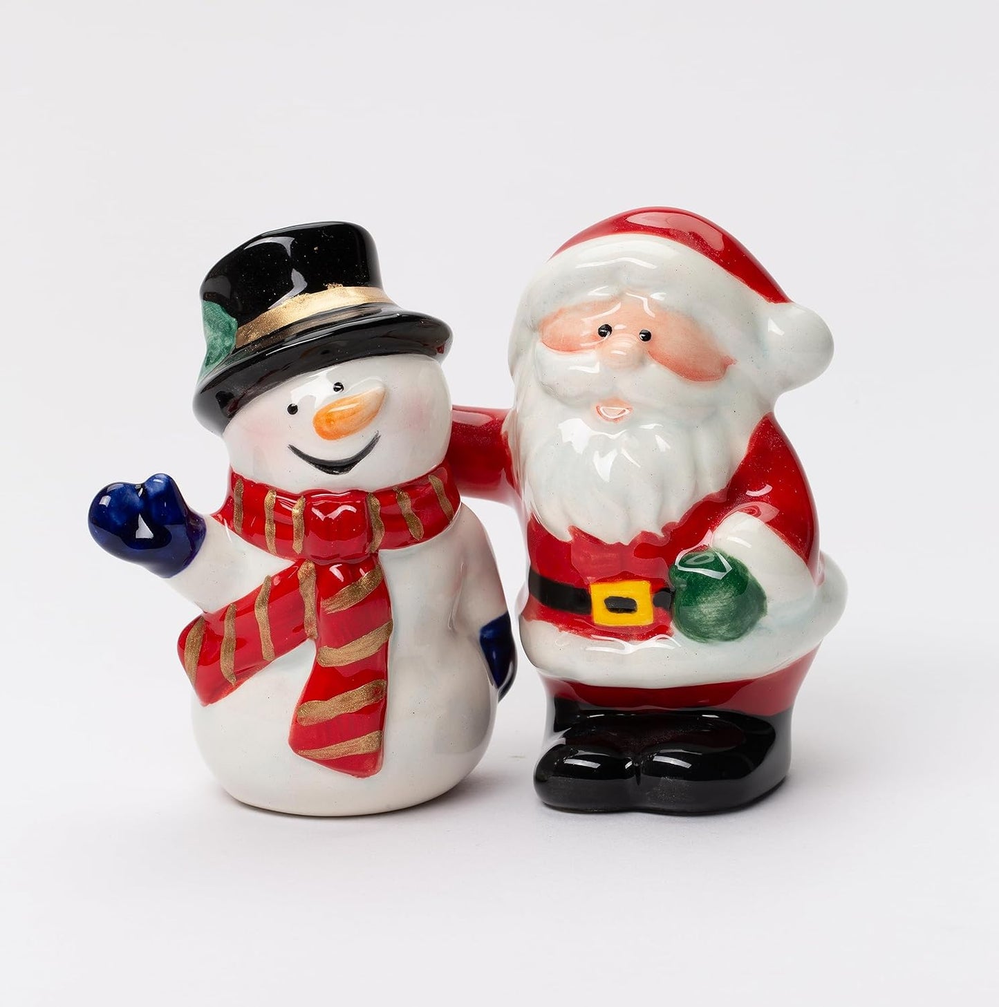 Cosmos Gifts Fine Ceramic Santa Claus & Snowman Best Friends Salt & Pepper Shakers Set 3-1/2" H