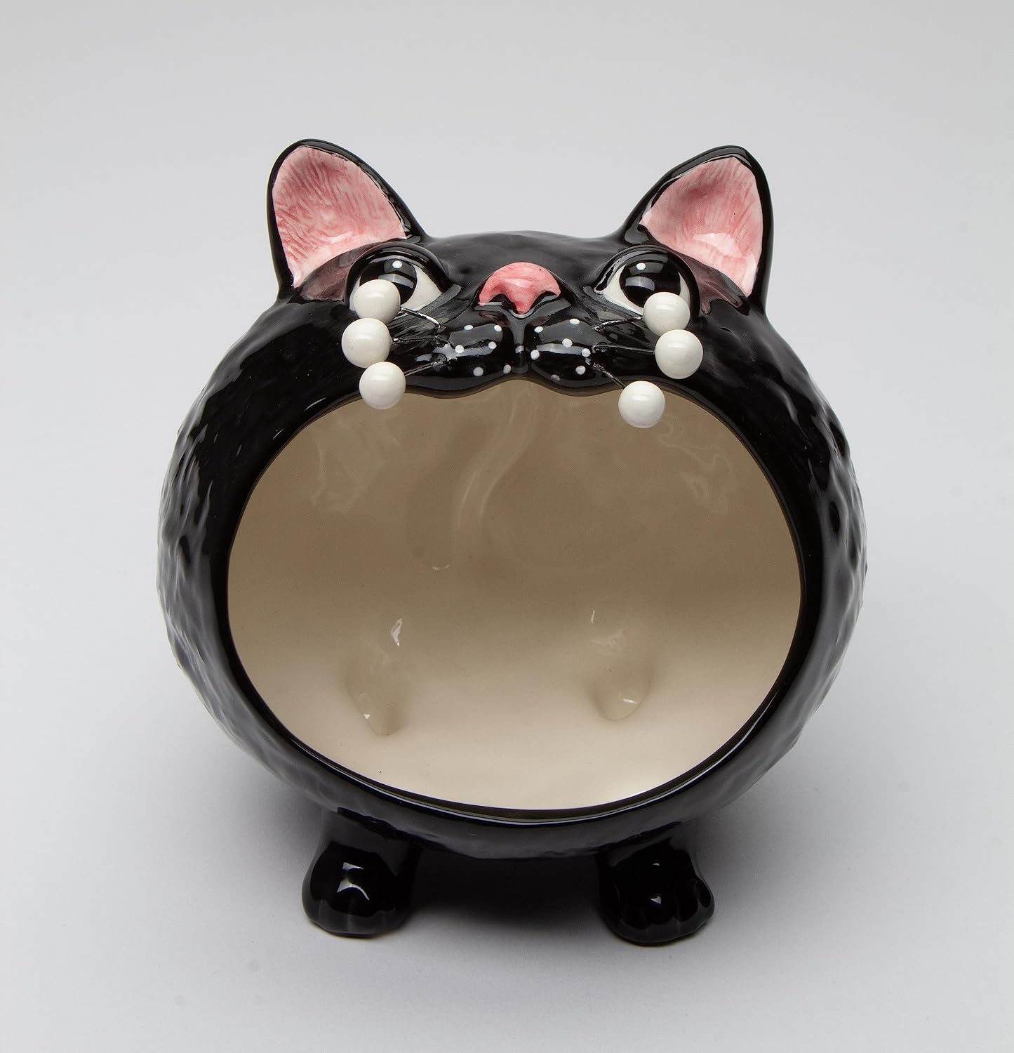 Cosmos Gifts Fine Porcelain Black Whisker Cat Halloween Candy Bowl 5.25" W x 5.13" H