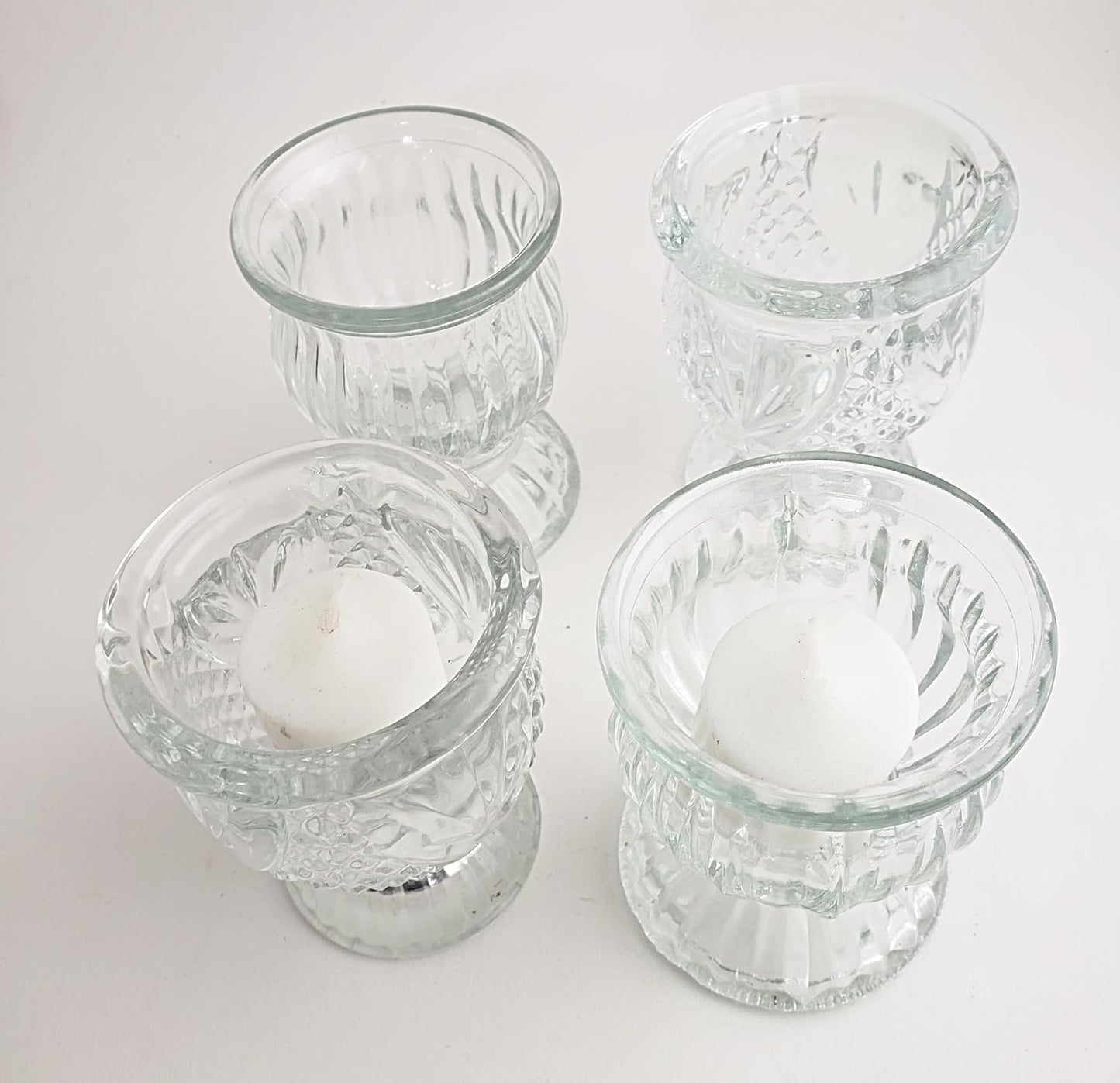 Party Favors Plus Clear Glass Tealight Candle Holders 4 Piece Set