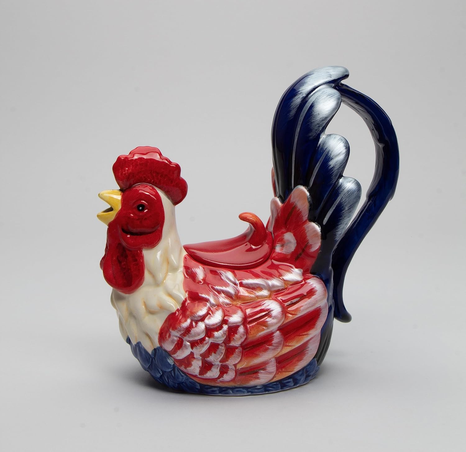 Cosmos Gifts Fine Ceramic Festive Colorful Tuscany Country Rooster Teapot 7-3/4" L Red