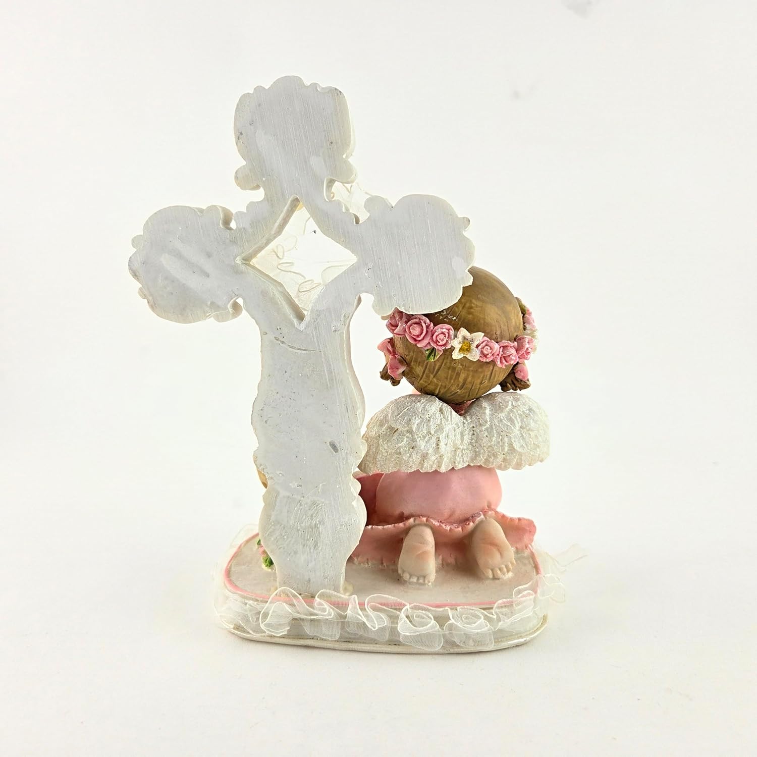Party Favors Plus Girl Angel Praying Next to Cross Polyresin Figurine 7 Inch