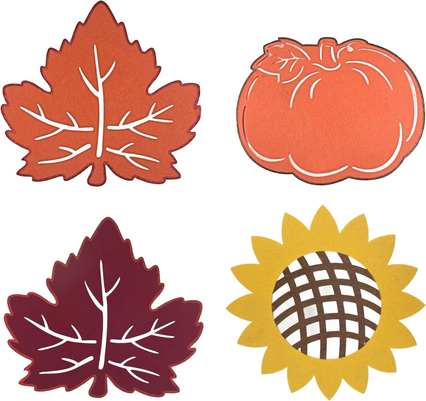 Harvest Felt Cutouts Leaf Sunflower Pumpkin 17 inch - Set of 4