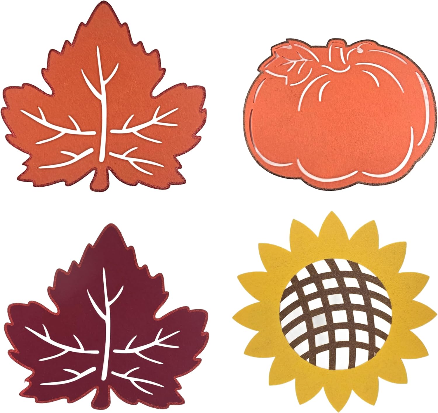 Harvest Felt Cutouts Leaf Sunflower Pumpkin 17 inch - Set of 4