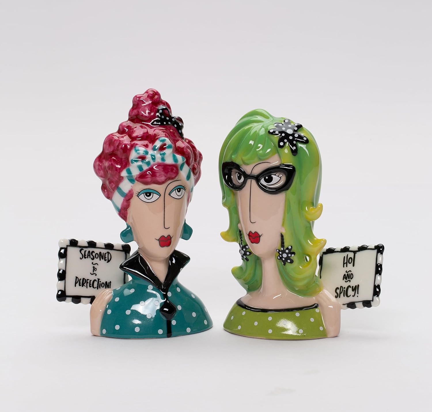 Cosmos Gifts Fine Porcelain Dollymama's Lady Perfection-Spicy Salt & Pepper Shaker Set 4-7/8" H