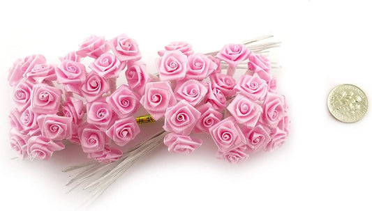 Party Favors Plus Light Pink Mini Wrap Rose Wedding Flower Pick 144 Count