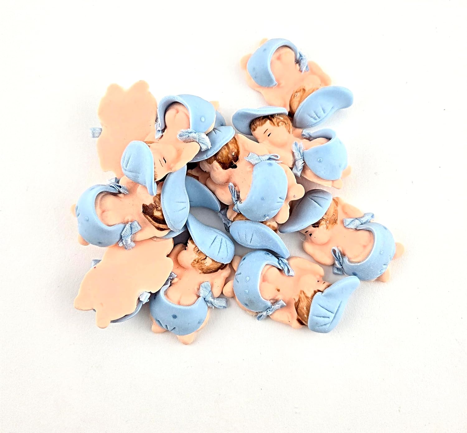 Party Favors Plus Cold Porcelain Sleeping Baby Figurines Blue 12 Count