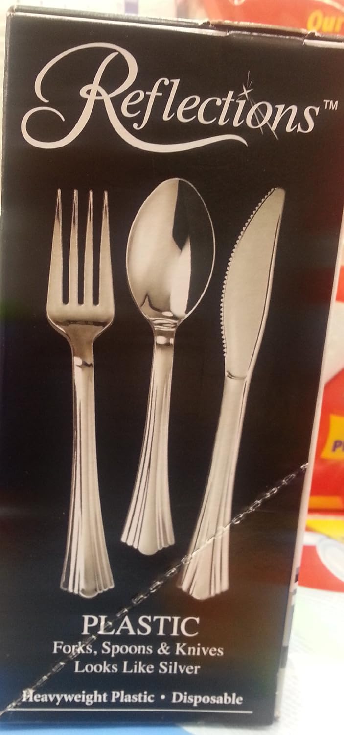 Party Favors Plus Reflections Plastic Silver Flatware 120 Count