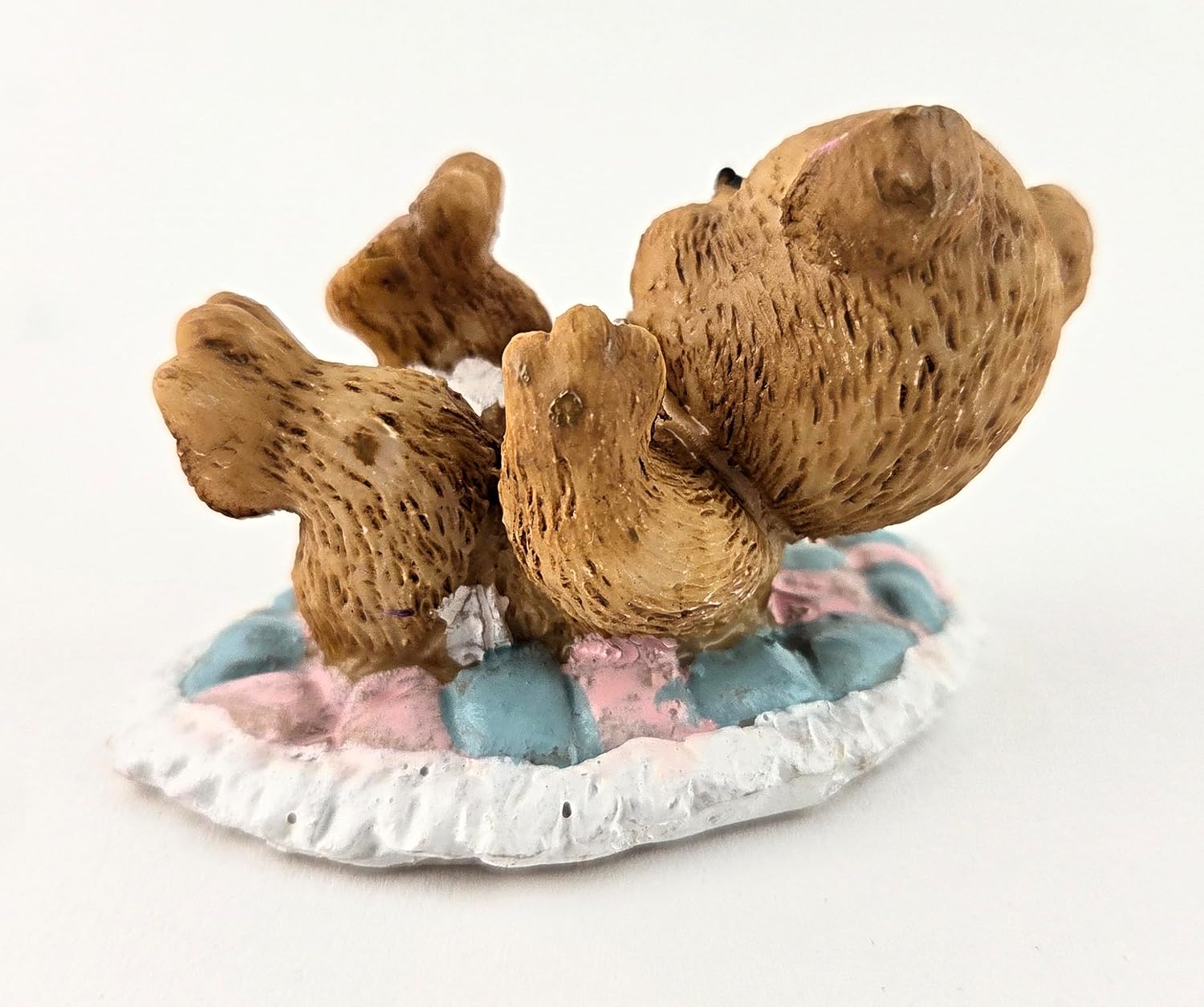 Party Favors Plus Blue White Polyresin Teddy Bear Figurine 2 Inch Set of 2