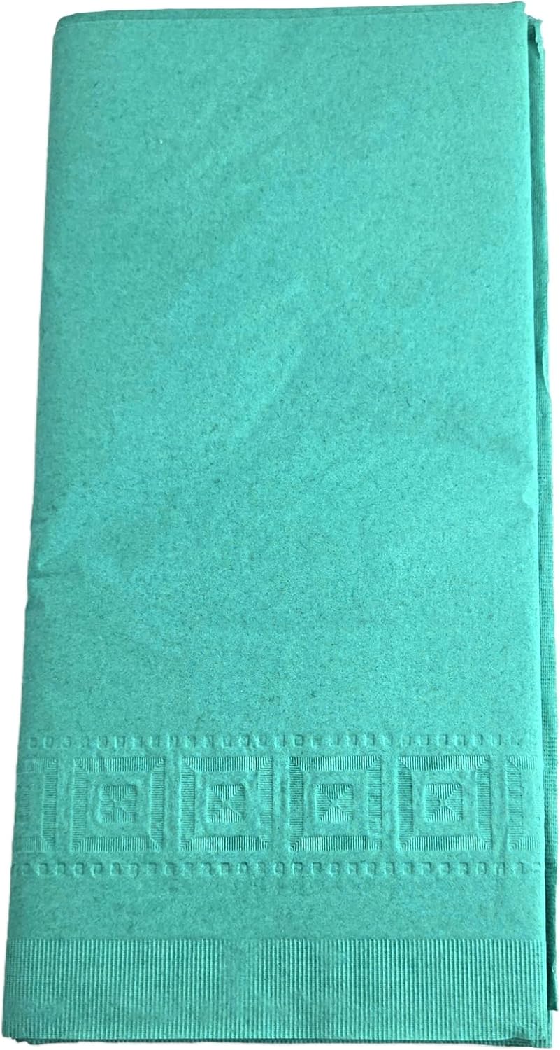 Party Favors Plus Teal Plastic-Lined 2 Ply Tissue Tablecloth 2-Ply 54x108 Inch Pack of 2