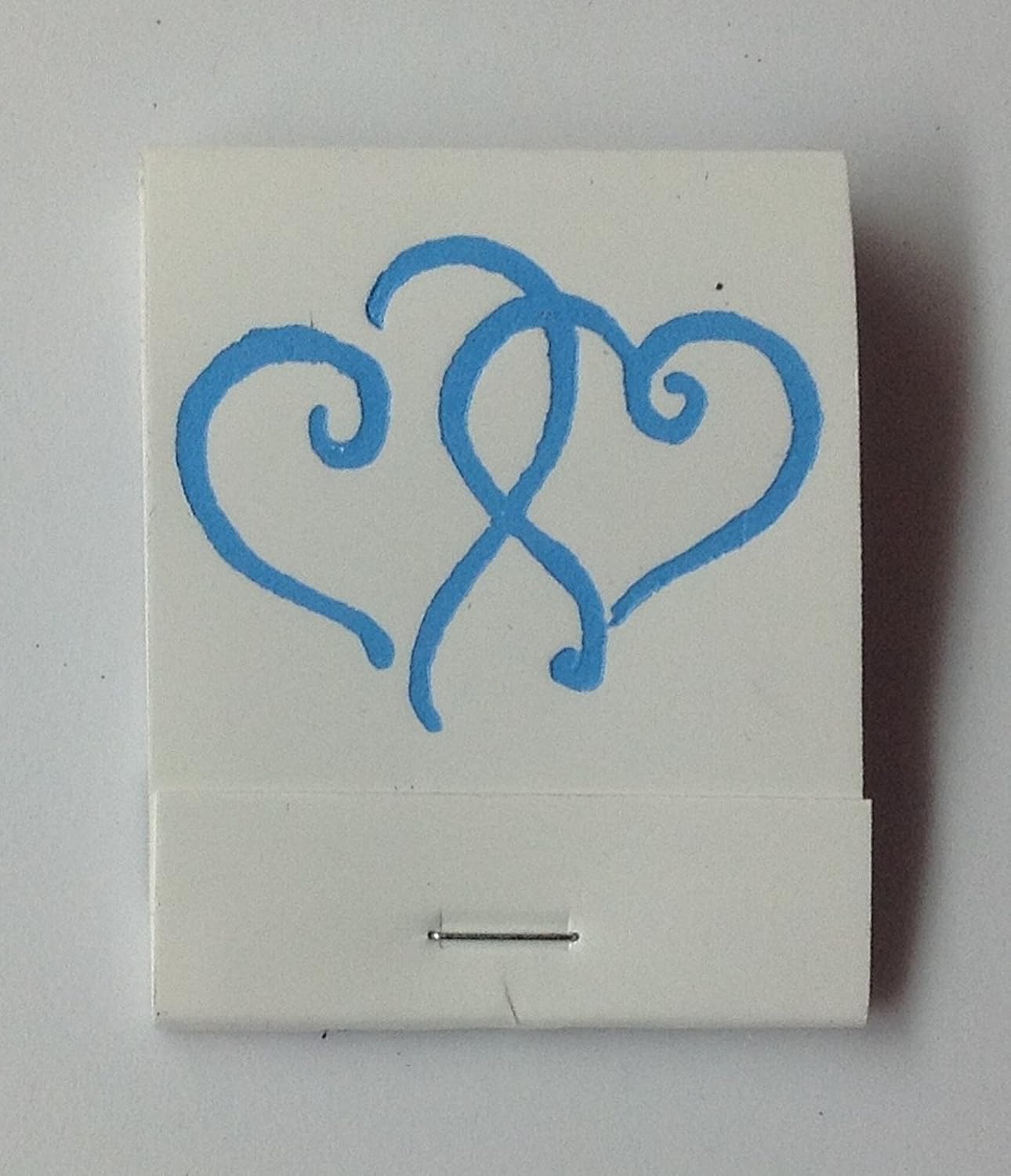 Party Favors Plus White Matchbooks Printed Hearts Light Blue 50 Count