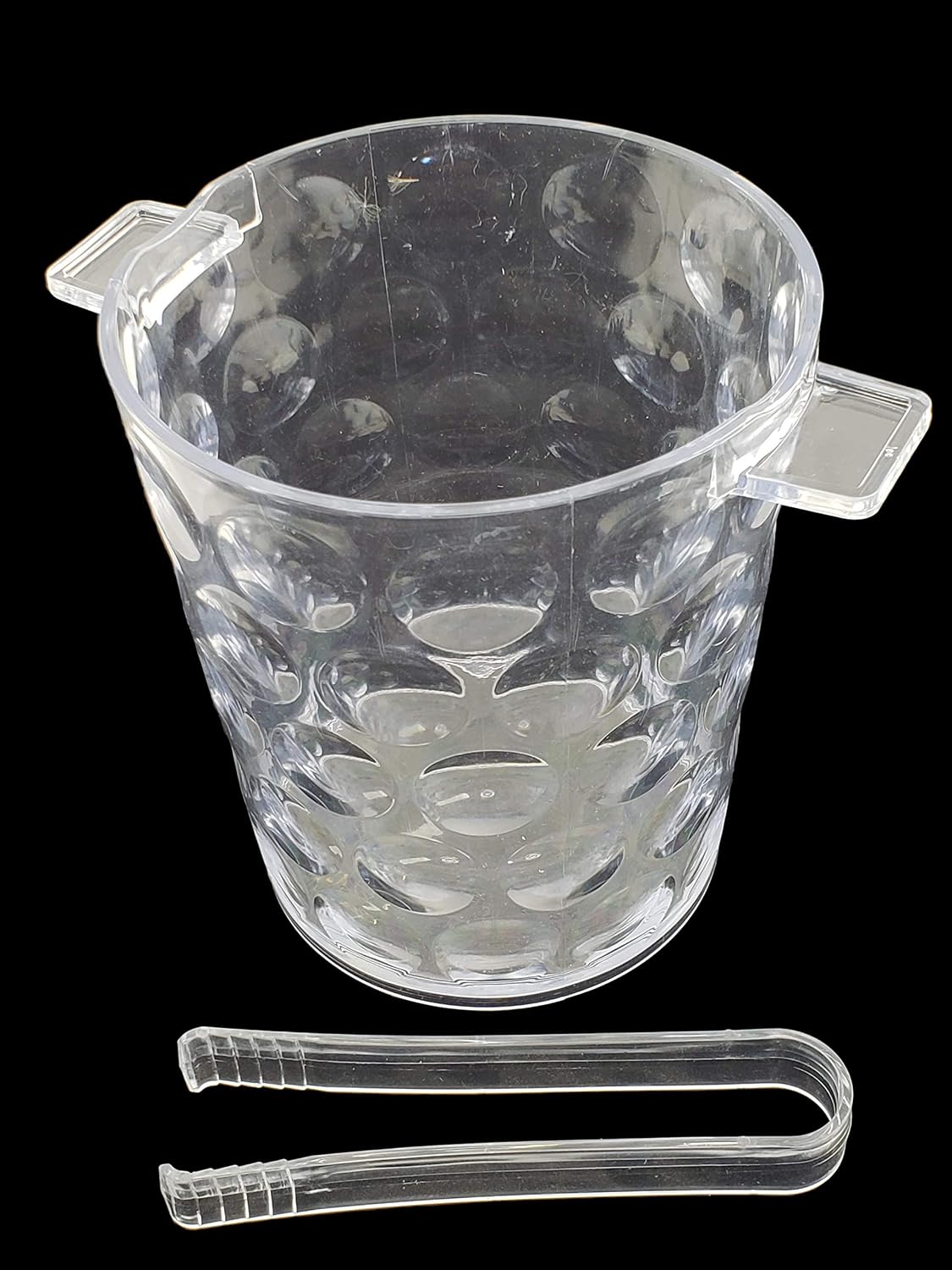 Clear Plastic 6.5 inch Tall Ice Bucket with Tongs