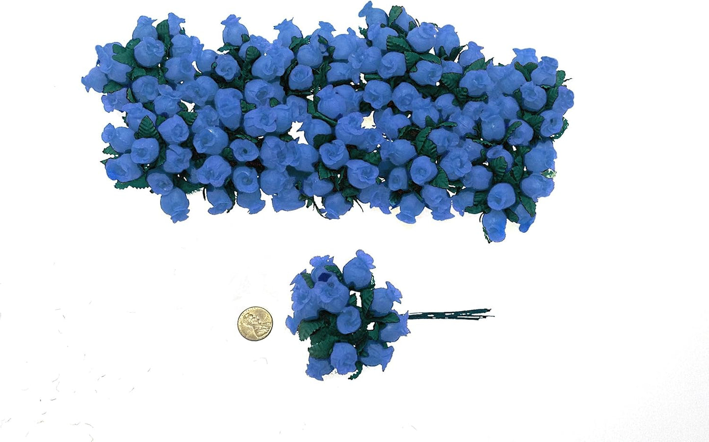 144 Miniature Poly Rose Silk Favor Flower Pick Wedding Shower - Royal Blue