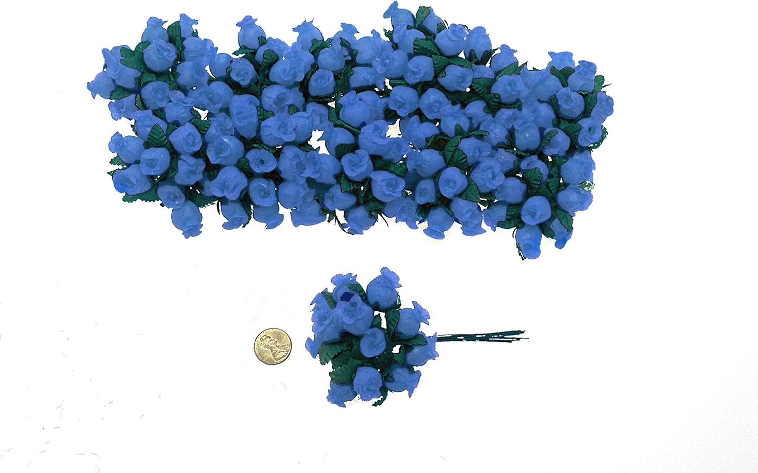144 Miniature Poly Rose Silk Favor Flower Pick Wedding Shower - Royal Blue