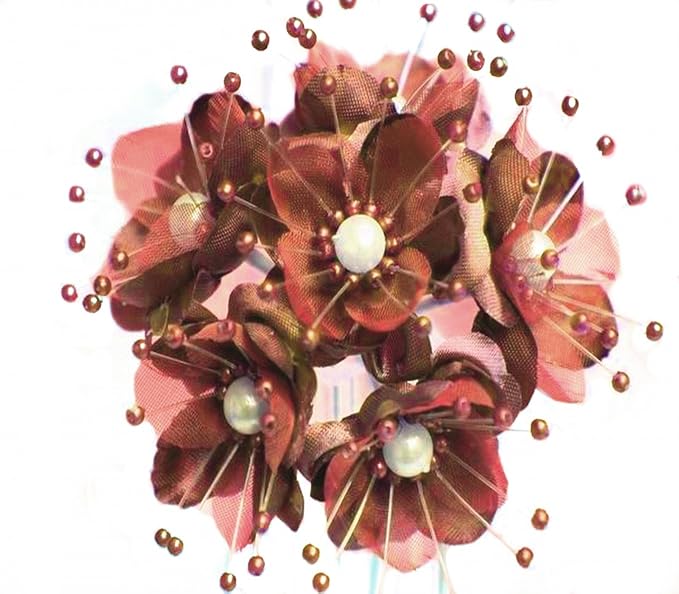 Party Favors Plus Mauve Satin Pearl Organza Flowers 72 Count