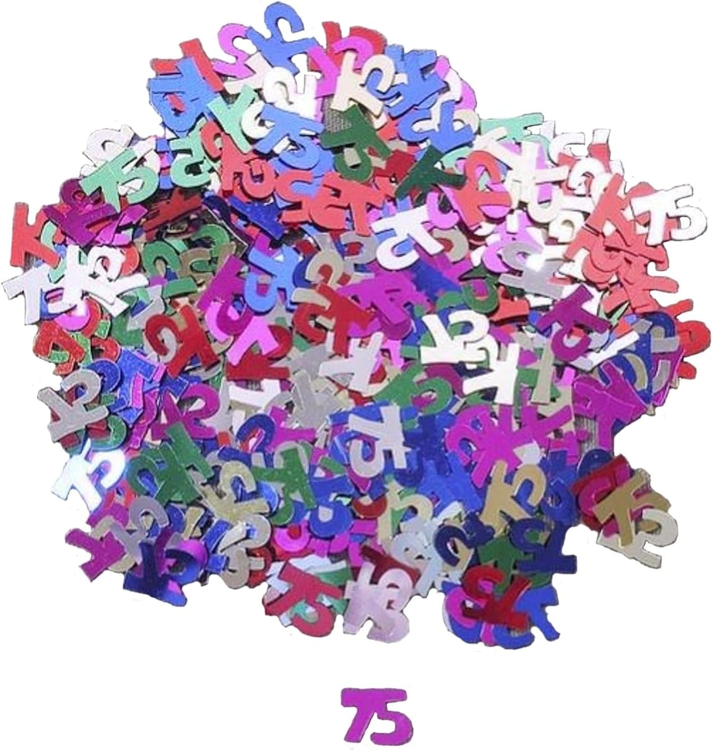 Party Favors Plus 75th Birthday Metallic Multicolor Confetti Number 75 Shapes 2 Oz
