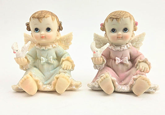 Party Favors Plus Baby Angel Figurines Pink Blue 2 Piece