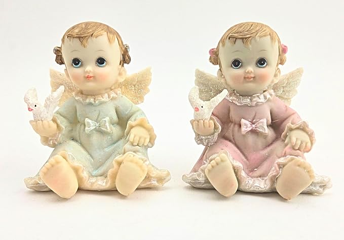 Party Favors Plus Baby Angel Figurines Pink Blue 2 Piece
