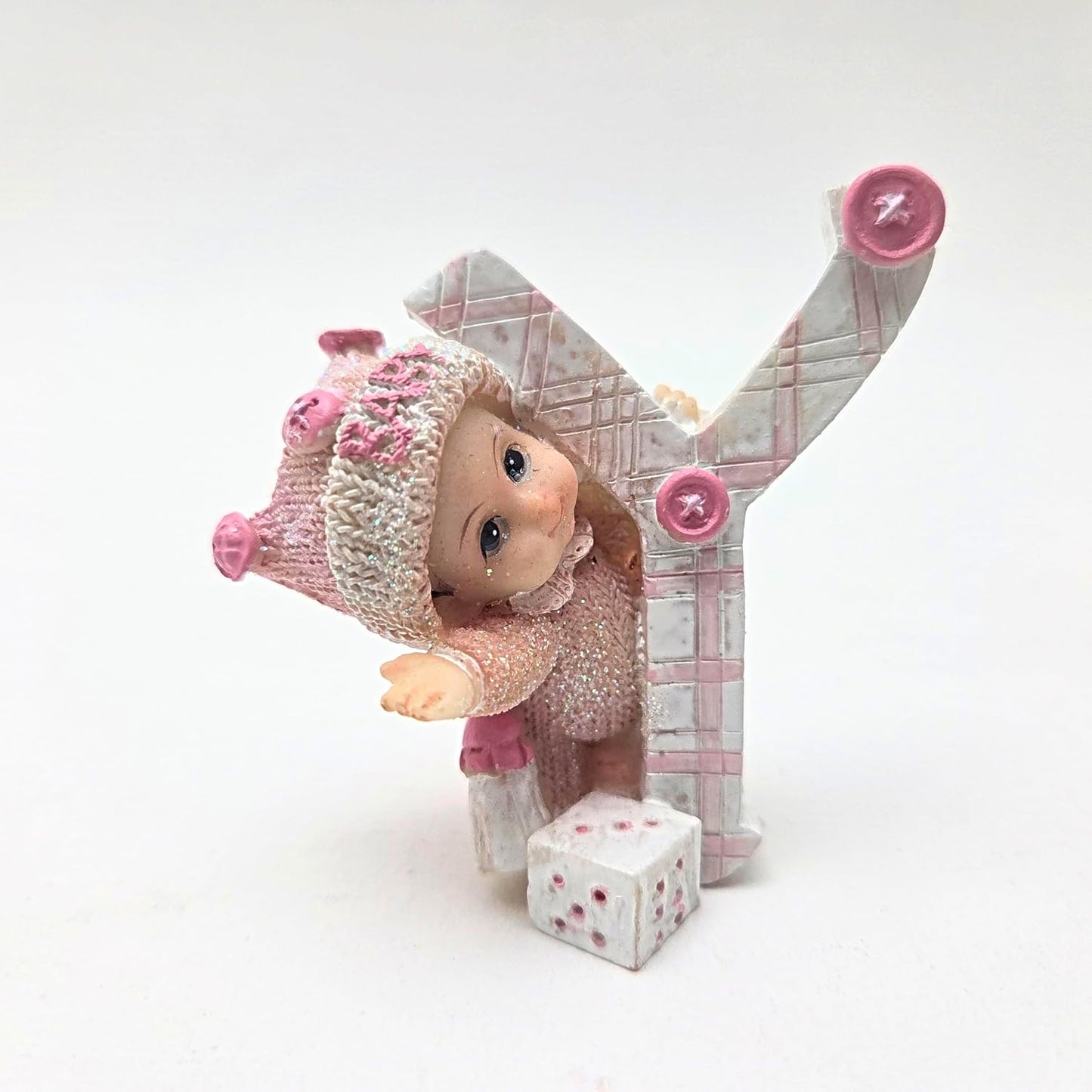 Party Favors Plus Polyresin Baby Figurines Pink White 4 Piece