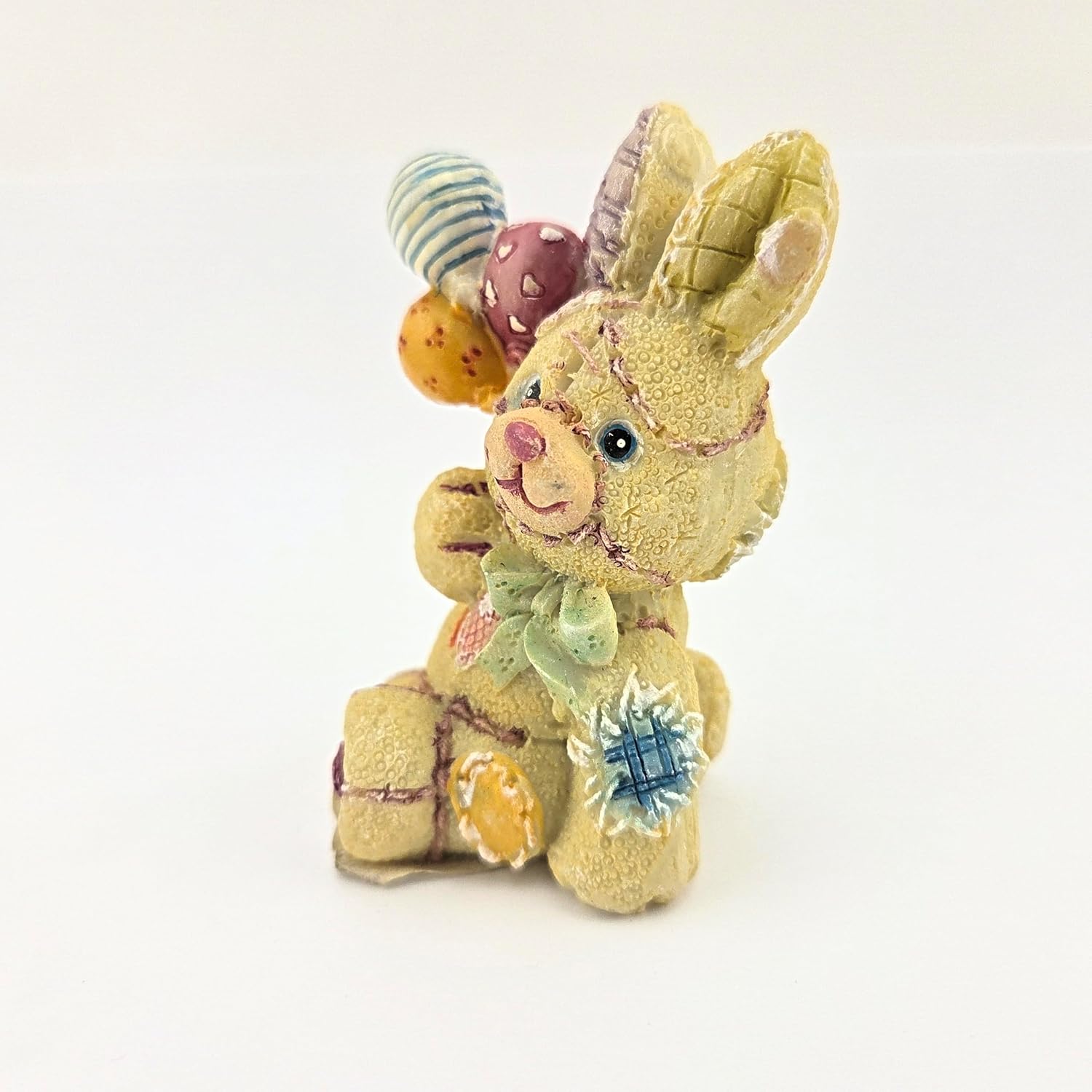 Party Favors Plus Multicolor Polyresin Bunny with Balloons Figurine 3.5 Inch Set of 2